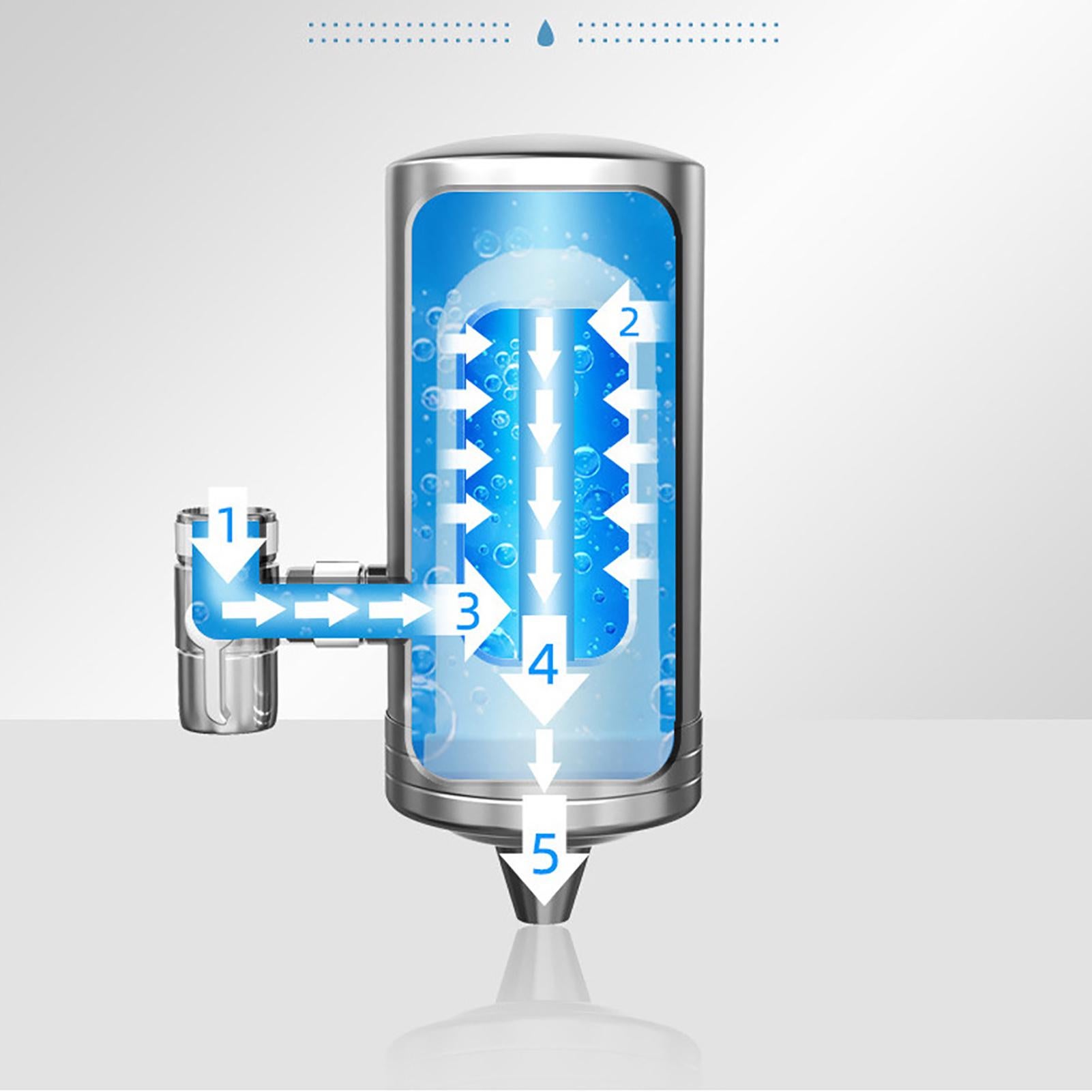 Filtre à eau monté sur robinet, purificateur de robinet d'évier de cuisine domestique en acier inoxydable pour réduire le chlore et le plomb - 4