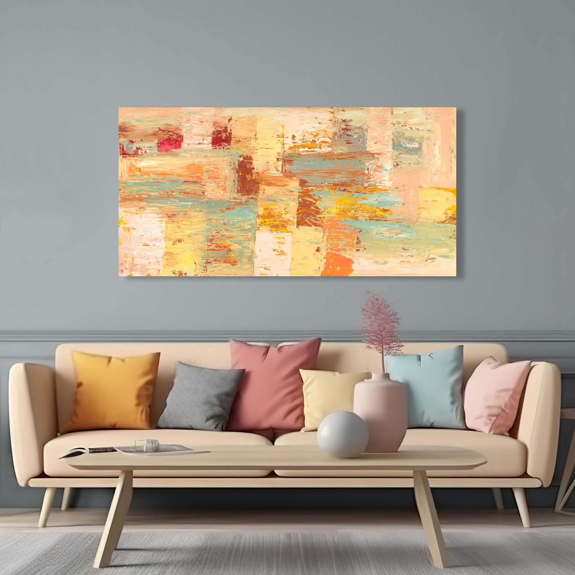 Peinture abstraite moderne sur toile - Lucas, Summer vibrations - 120x60 cm - 2