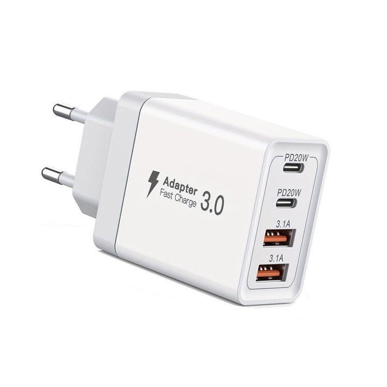 Ładowarka USB C, 55 W, 4 porty USB C, szybka ładowarka dwuportowa PD+QC, wieloportowa ładowarka typu C