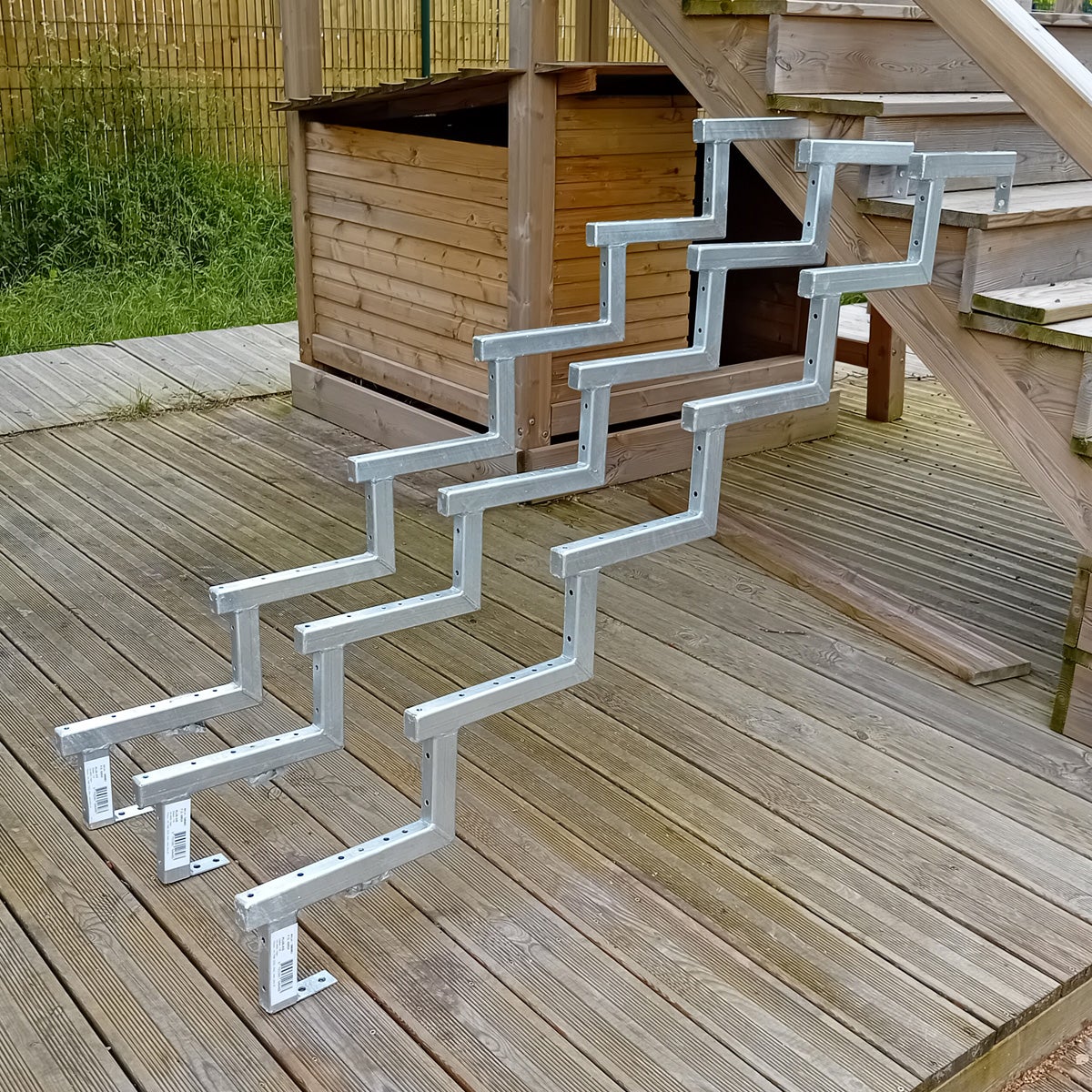 Pack 3 pièces - Limon acier galvanisé 6 marches - H 102cm - Option contremarches - 3