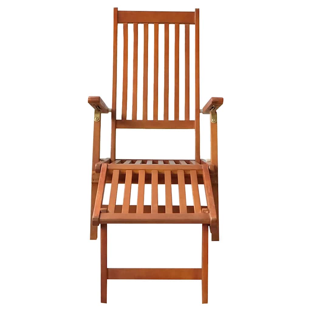 Tumbona de jardín con reposapiés y cojín madera maciza acacia - COMFORTXL - 3