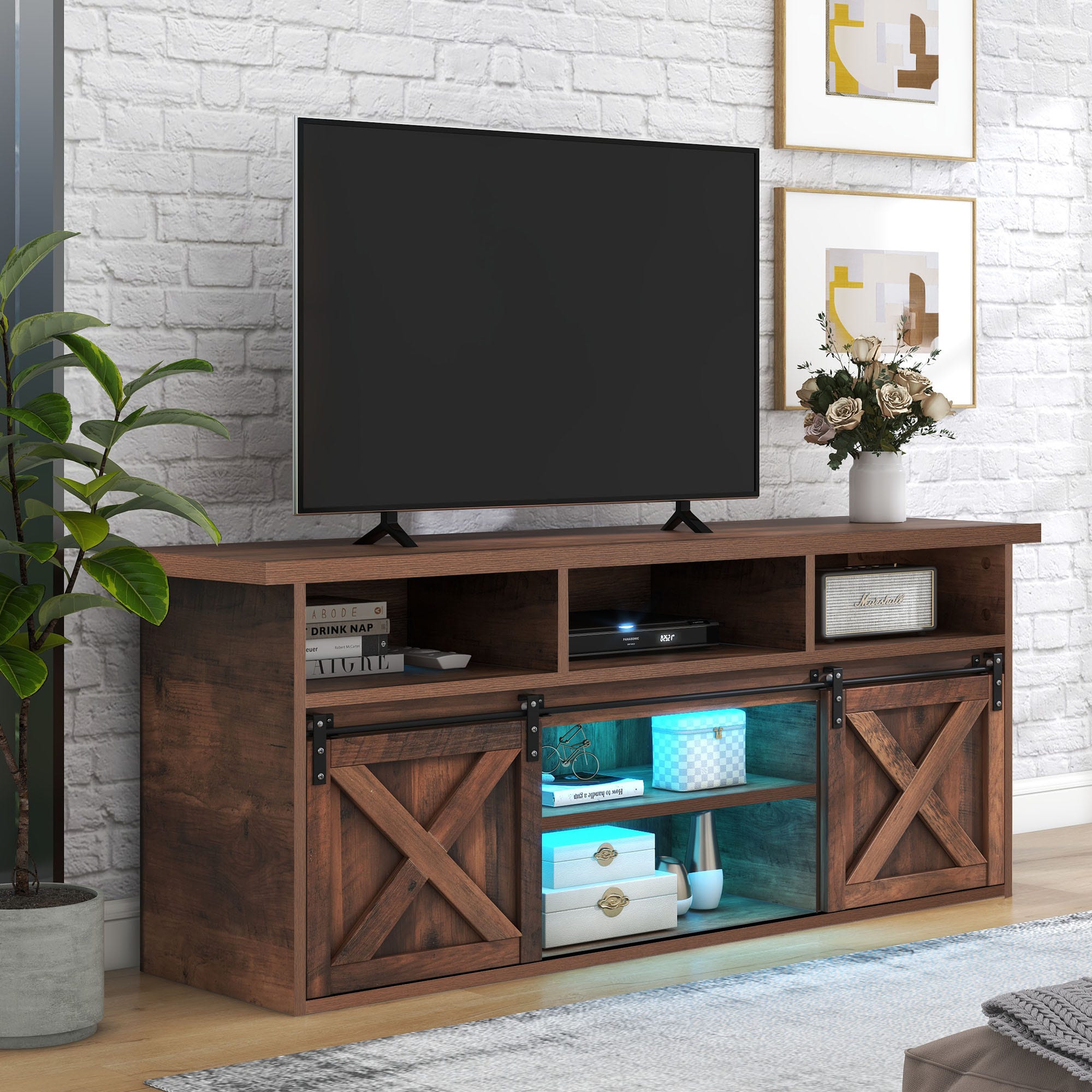 URBAN MEUBLE Meuble TV Marron De 1 5 M tre De Long Avec 2 Portes urban-meuble-meuble-tv-marron-de-1-5-m-tre-de-long-avec-2-portes