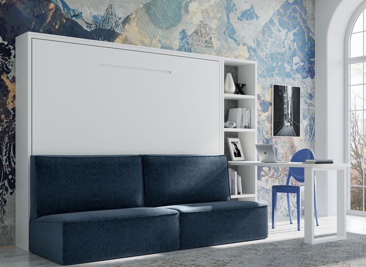 Lit escamotable 160x200 avec canapé tissu Logia-Canapé Camel-Structure