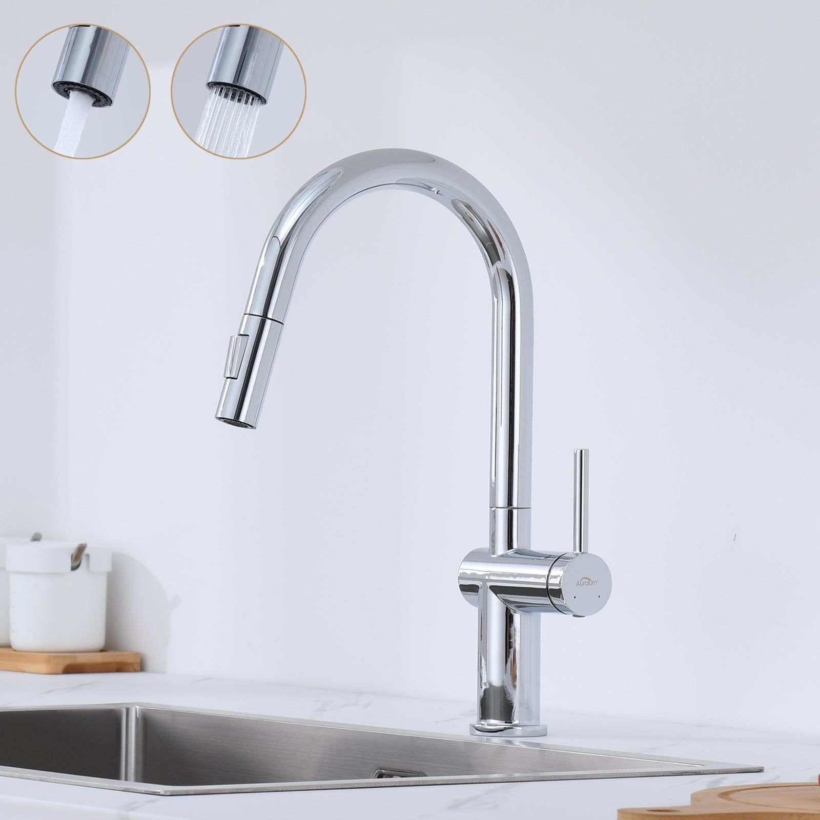 Grifo De Cocina Con Ducha Extensible, Grifo Mezclador De Arco Alto