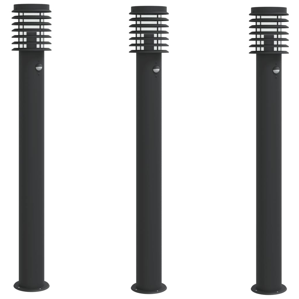 Lampade da terra per esterni 3 pezzi 60 cm acciaio inox nero 020042552 Lampade da terra per esterni 3 pezzi 60 cm acciaio inox nero 020042552