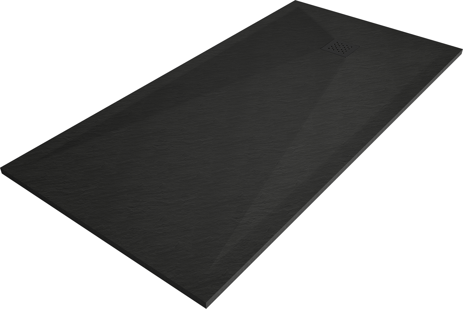 Mexen Stone+ brodzik kompozytowy prostokątny 180 x 100 cm, czarny, maskownica czarna - 44701018-B