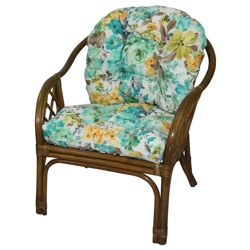 Poduszka na fotel rattanowy AMPO beżowy niebieski 1 szt.