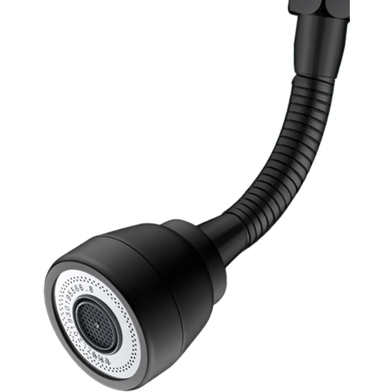 Głowica kranu z 3 trybami i obrotową końcówką 360°, adapter do kuchni/łazienki, oszczędzacz wody z wężem, uniwersalny perlator czarny