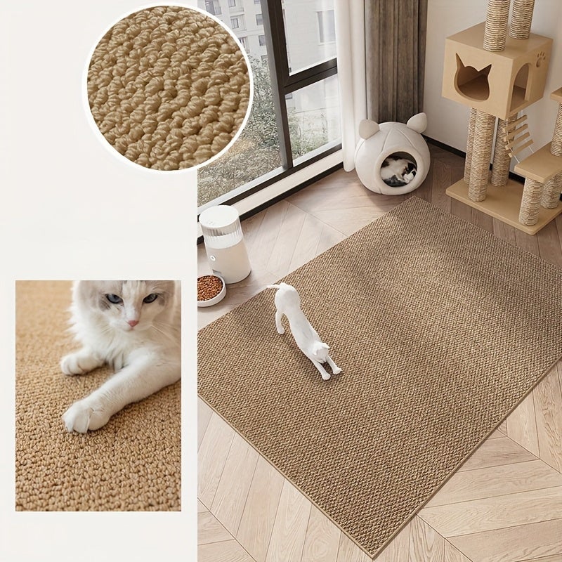 Tapete arranhador de corda natural entrançada, tapete durável para animais de estimação, tapete para pata de gato, castanho, 50 x 80 cm - 3
