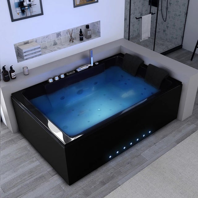 Baignoire balnéo Belize Droite noire 32 jets Whirlpool
