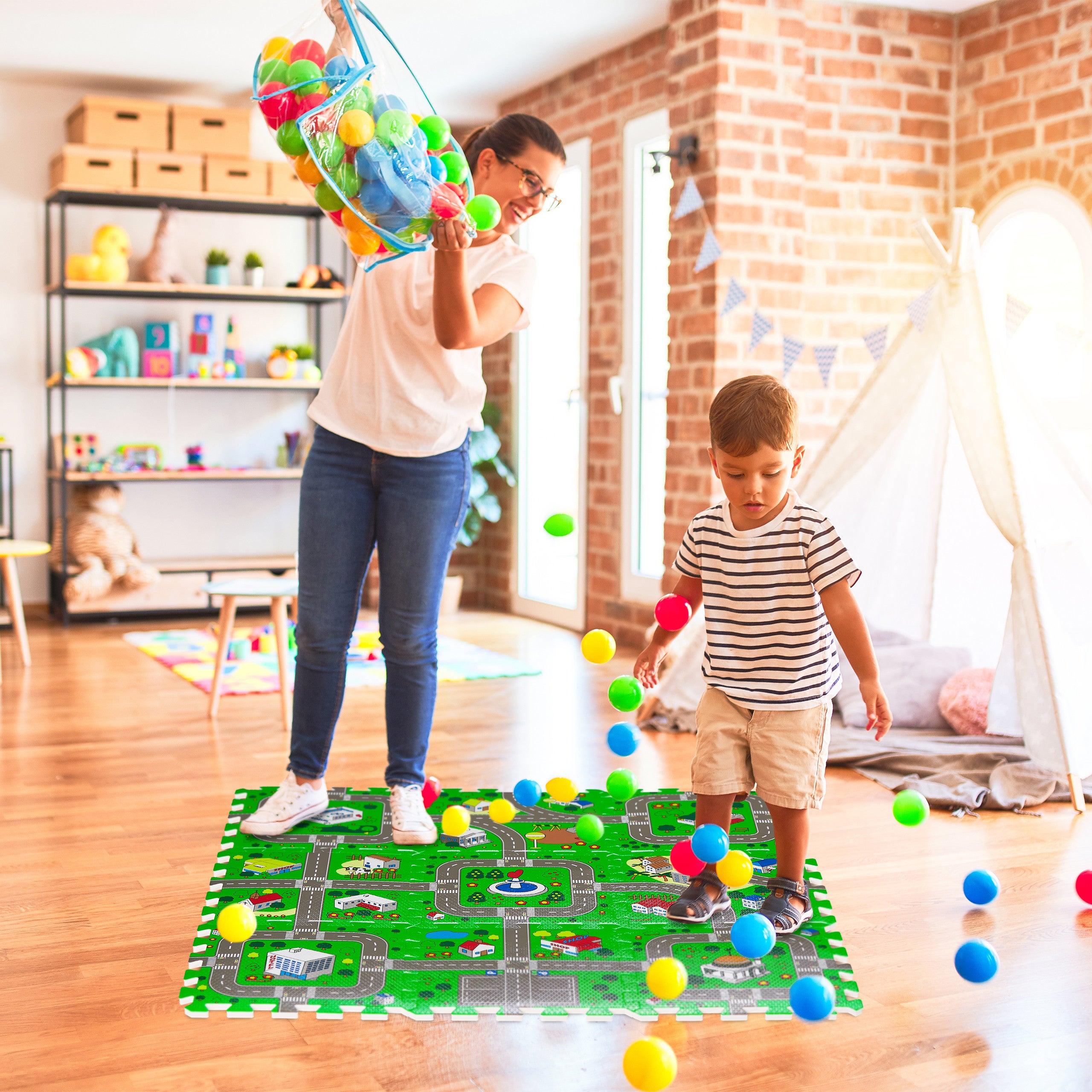 Moby-System Tapis de Puzzle en Mousse EVA pour Bébé 90x90x1cm - Tapis
