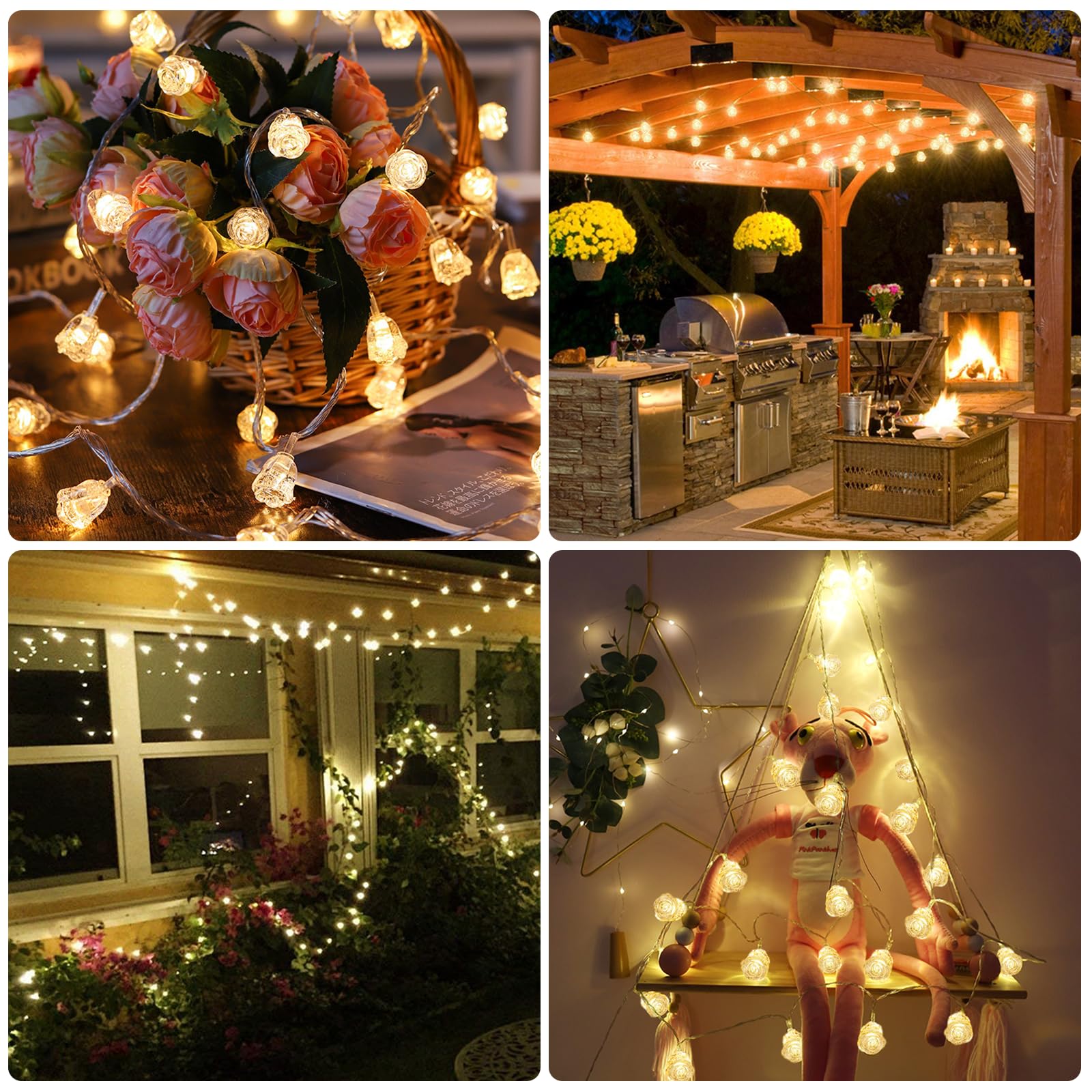 Cadena de luces de 10 m, 100 luces LED, luz cálida, resistente al agua IP44, para decoración navideña (enchufe europeo) - 5