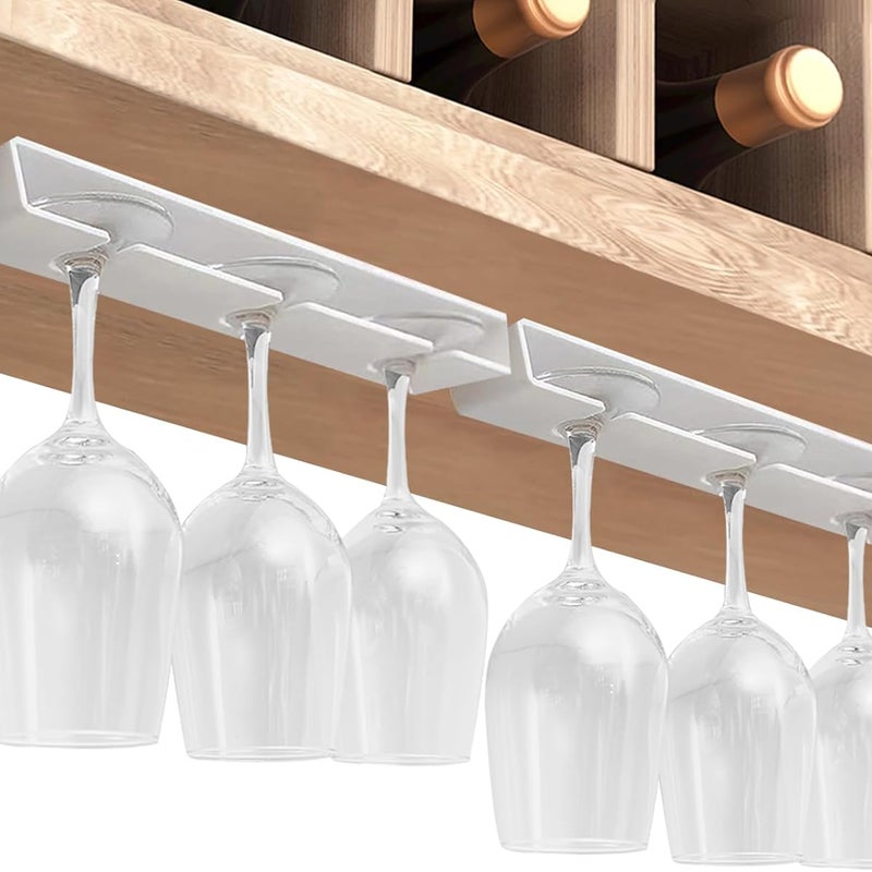 Dwa uchwyty na kieliszki do wina, uchwyty podszafkowe na kieliszki do wina, wykonane z plastiku, stojak na kieliszki do wina (biały).
