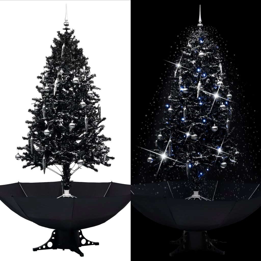 Árvore de natal com neve e base de guarda-chuva em PVC preto 190 cm - COMFORTXL - 2