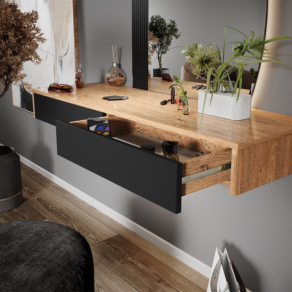 Vicco Tavolo da toeletta Melisa, Nero, 120 cm con 2 cassetti - 4