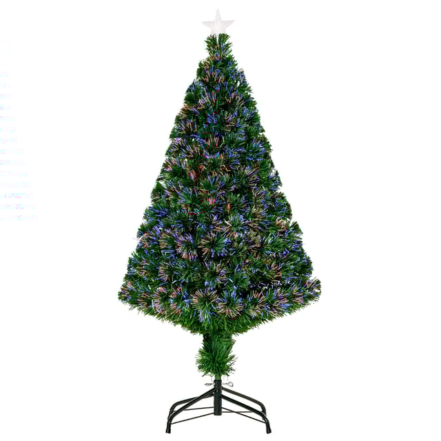 Sapin de Noël artificiel lumineux fibre optique LED Ø 60 x 120H cm 130 branches vert