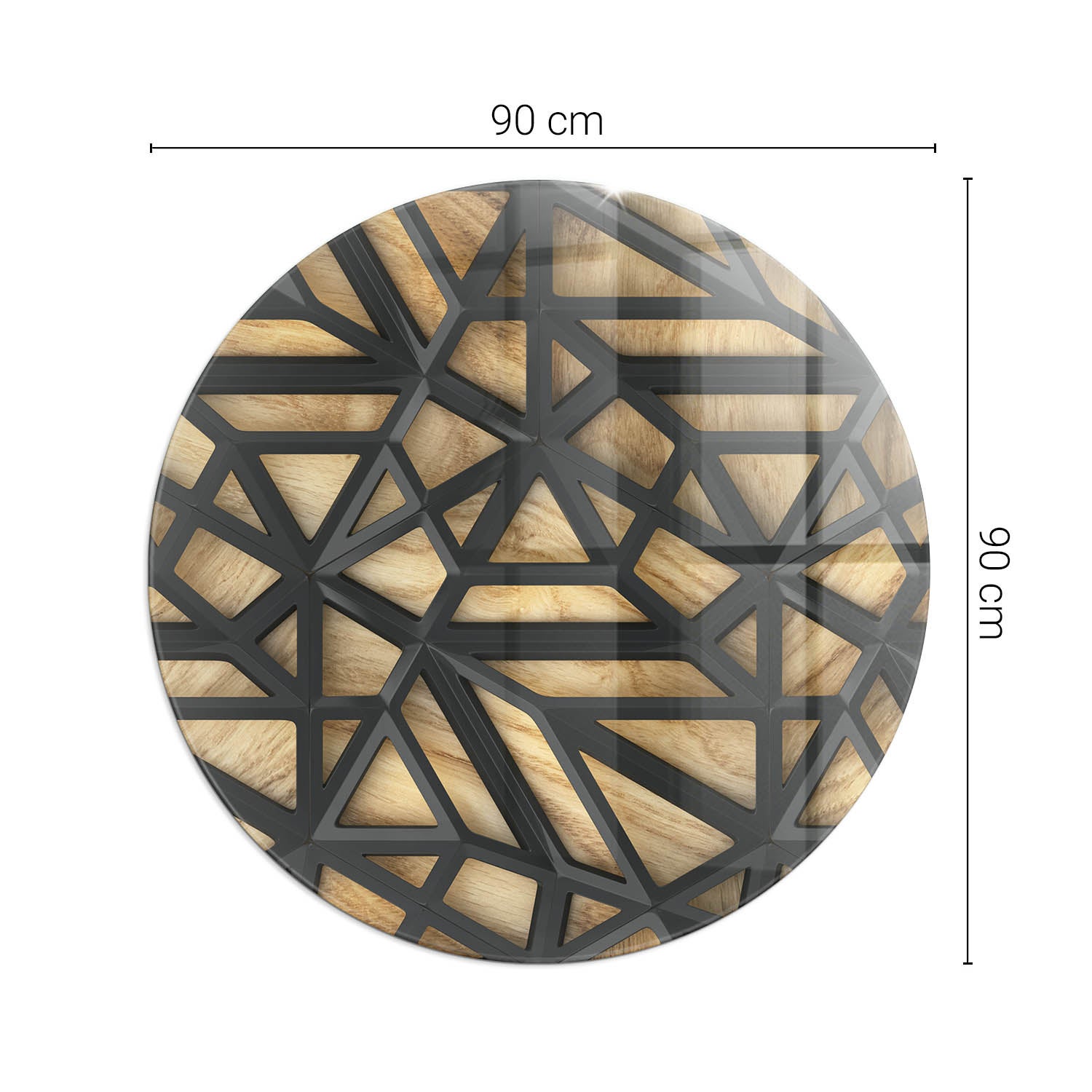 Okragła podkładka na podłogę ze szkła hartowanego - fi 90 cm - Geometria z drewnem - TULUP - 2