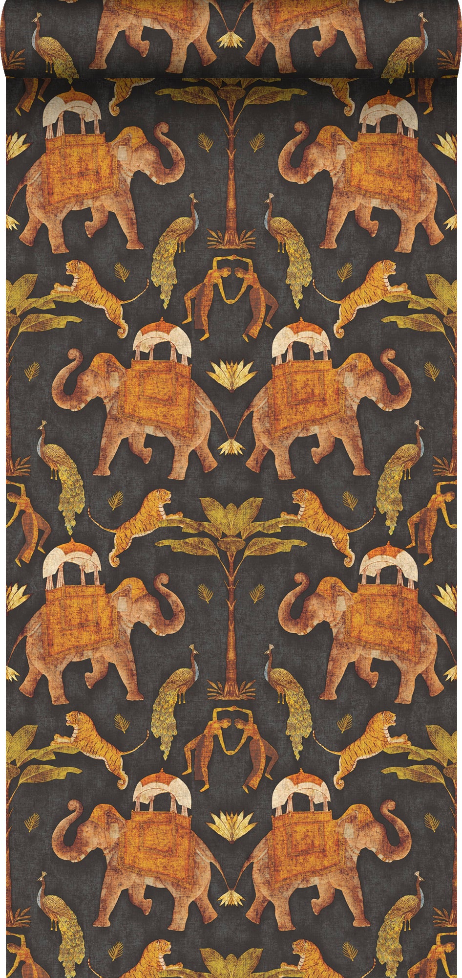 Tapeta słonie brązowymIciemnej zieleni - 53 cm x 10 m - SANDERS &amp; SANDERS