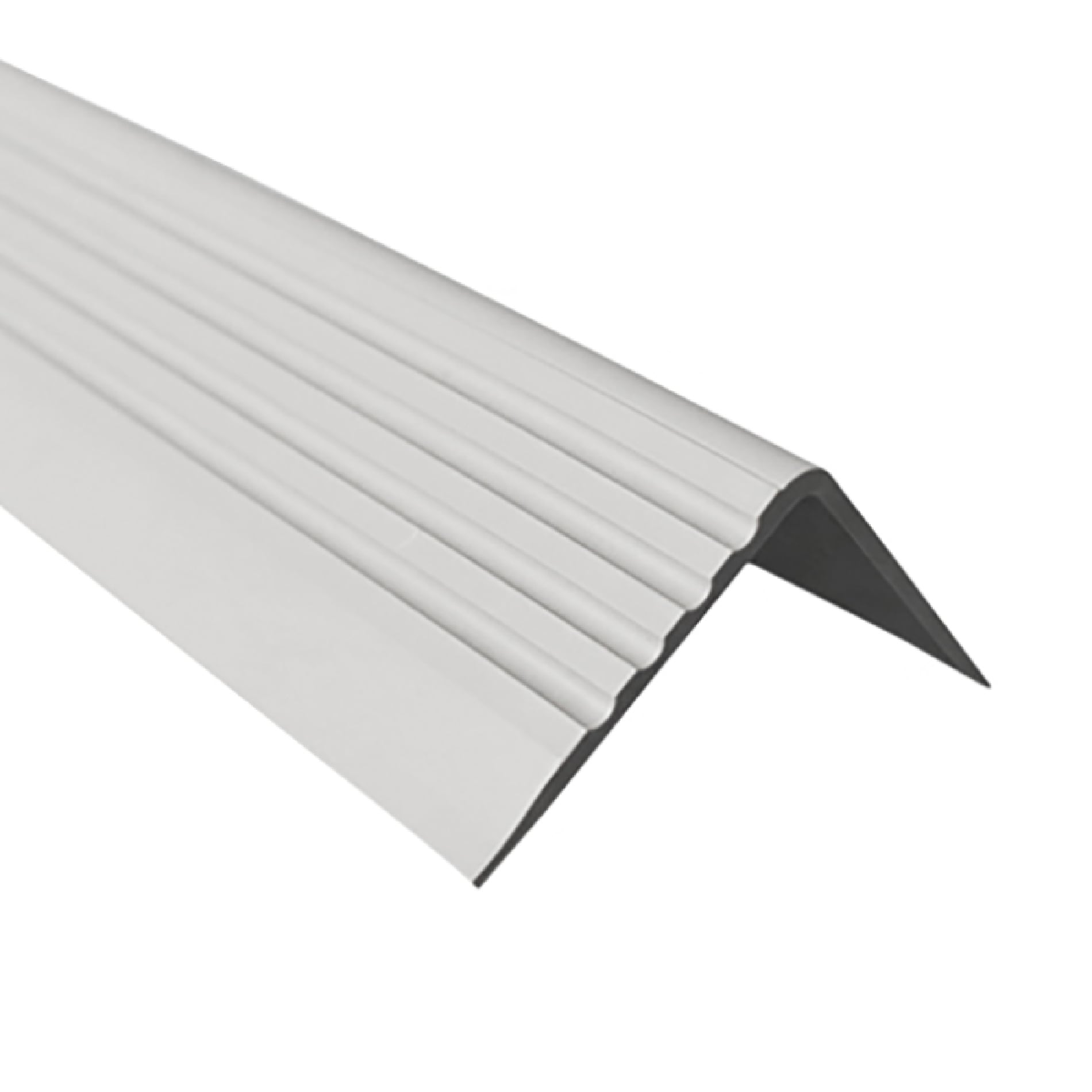 Samoprzylepny profil schodowy 50x42 mm PVC na krawędzie stopni z ryflowaniem - 90 cm, jasnoszary