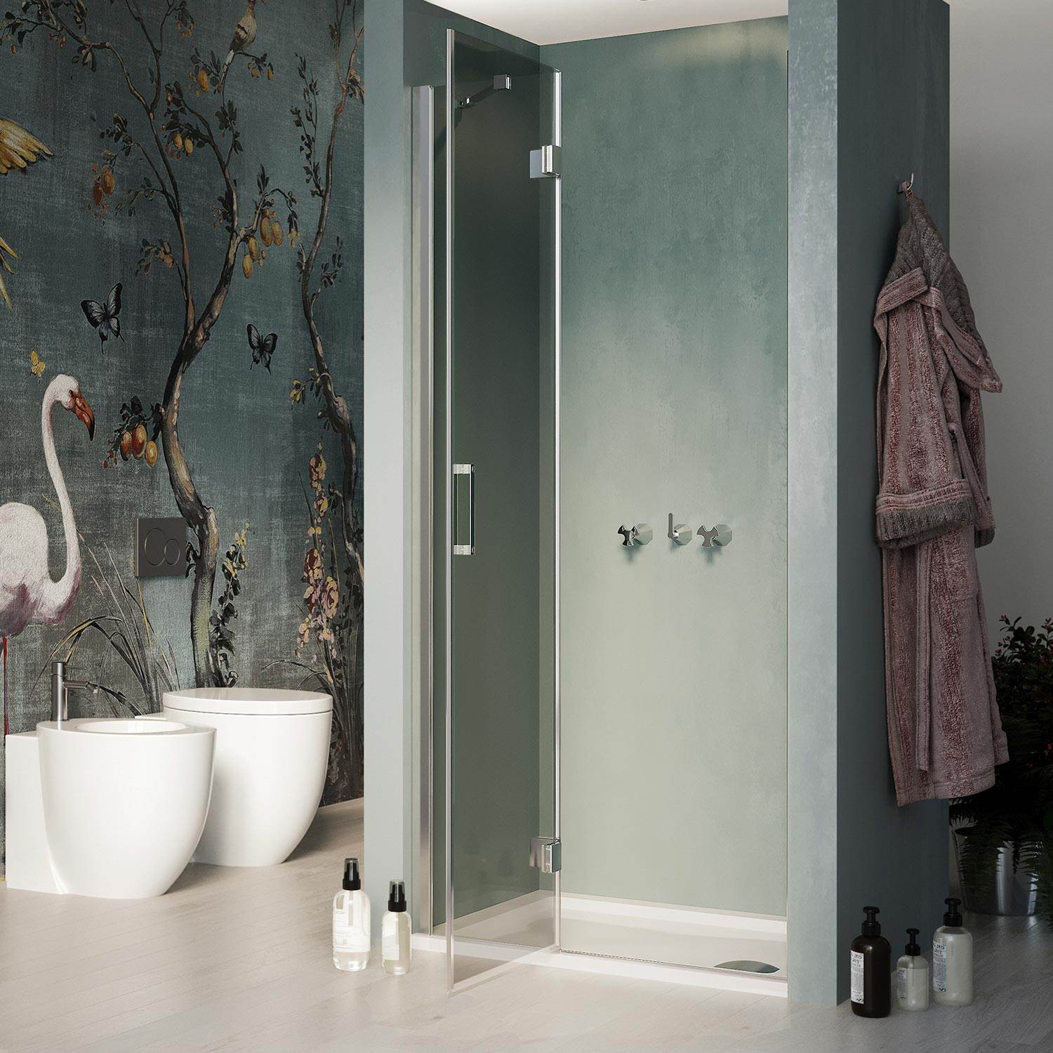 Porta Doccia 90CM H190 Vetro Trasparente con Easy-Clean mod. Flip Anta + Profilo - 3