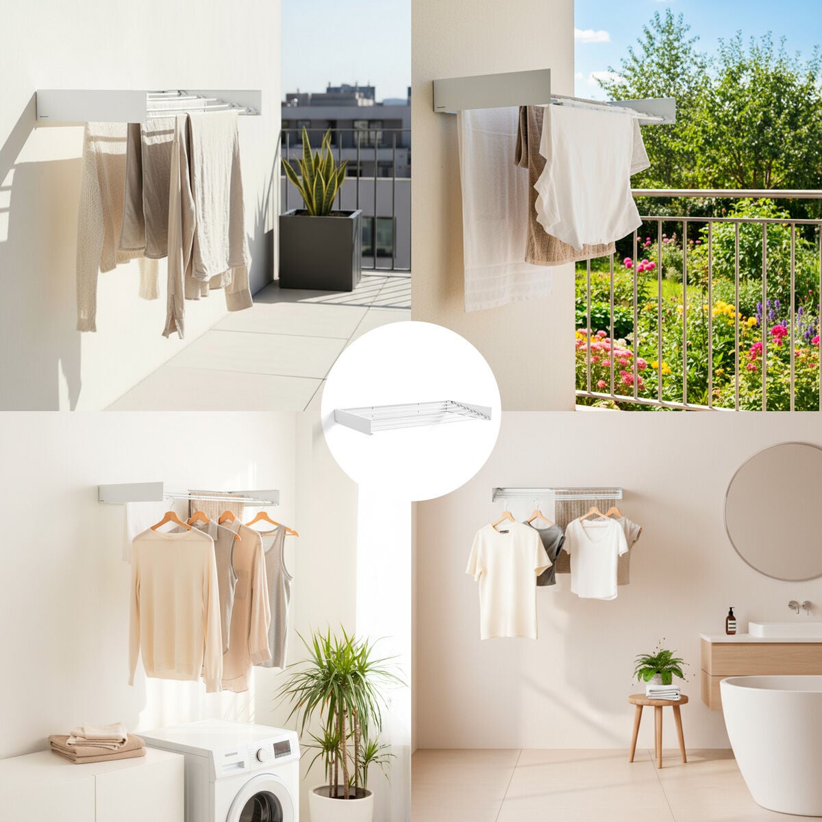 Étendoir mural pliable extensible rétractable Dryva 100 InnovaGoods - 3