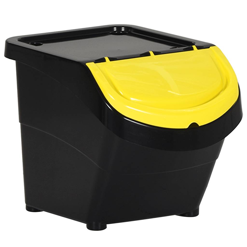 vidaXL Cestini per Rifiuti Impilabili con Coperchi 3pz Bianchi PP 78 L