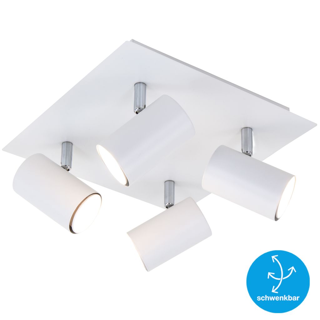 Plafonnier Spot BRILONER LEUCHTEN RUN, 40 W, IP20, blanc, métal, incl., 4x GU10, 26,5 x 26,5 x 12,3 cm - 3
