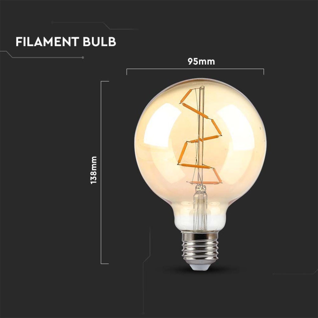 Bombilla LED E27 4W G95 Filamento àmbar 2200K - 3