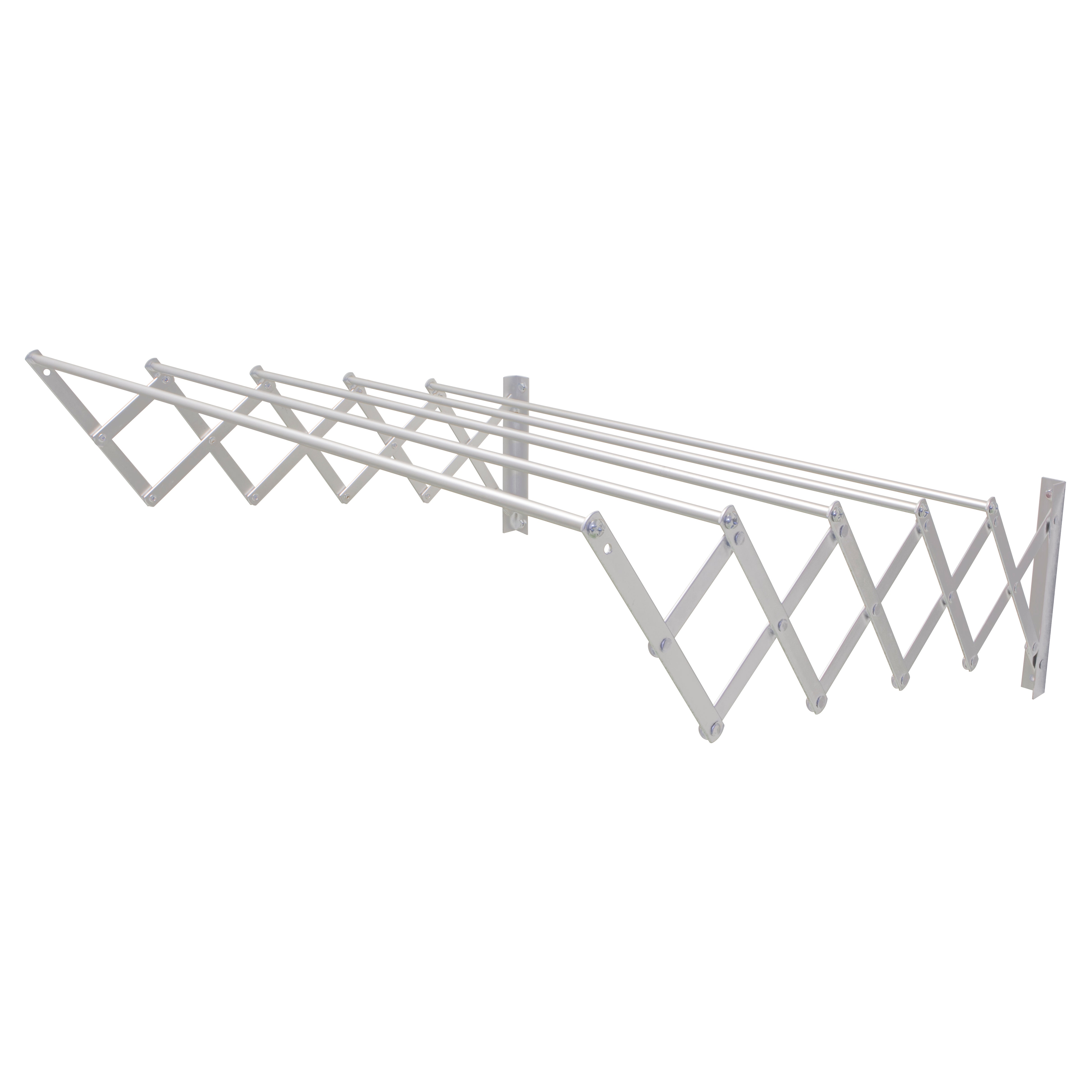Étendoir Mural Rétractable 140 Cm - 5 Barres Inox - Séchoir à Linge Pliable Pour Intérieur/extérieur - Installation Facile