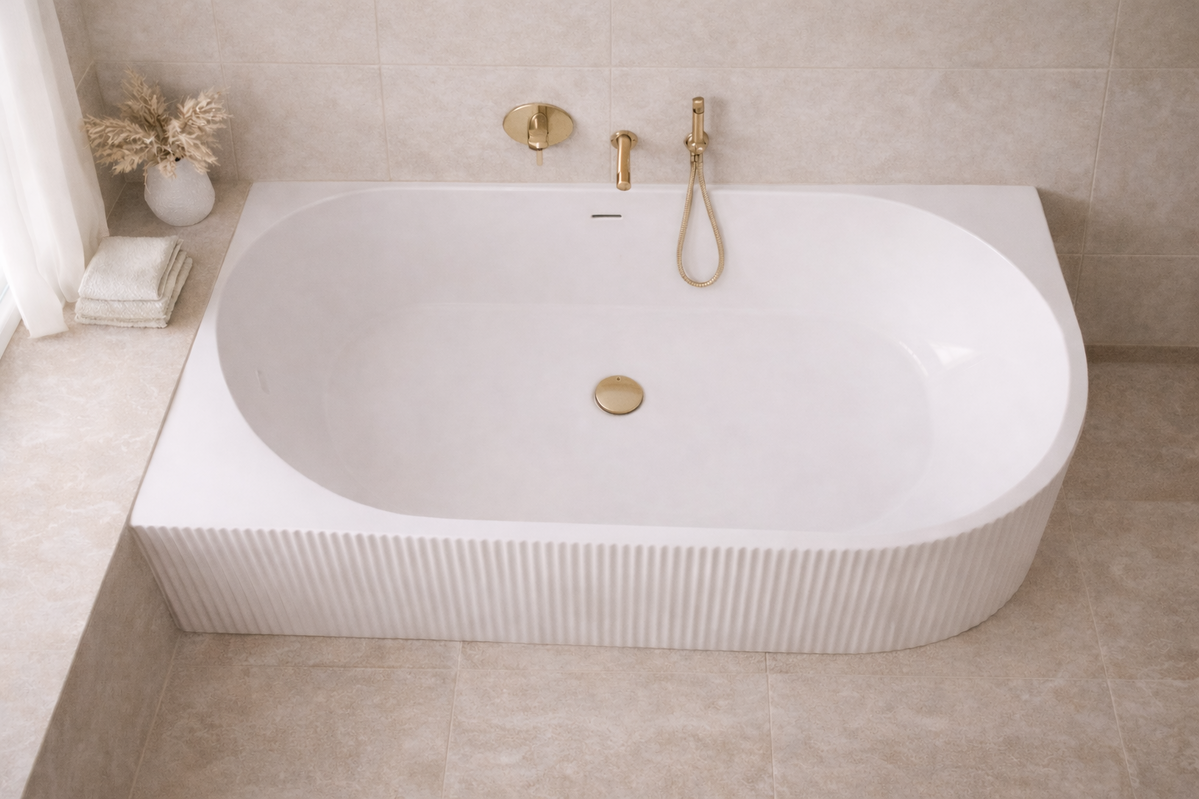 Baignoire d’angle droite – 170 x 75 cm – Blanc brillant rainuré – PERLE - 6