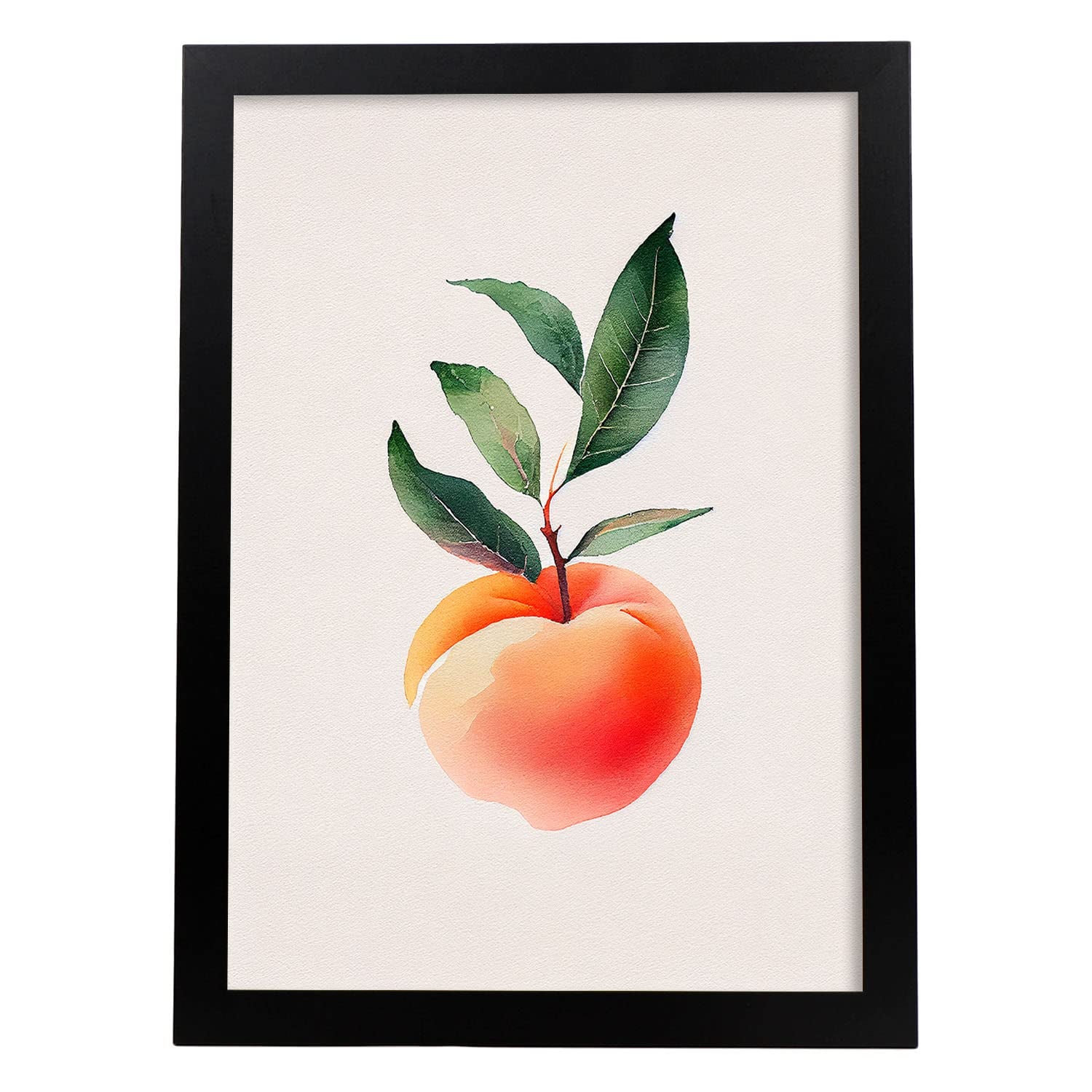 Nacnic poster de durazno a todo color ilustraciones de frutas verduras y comida sana en estilo acuarela diseño moderno y modelo 1 a3 con marco negro
