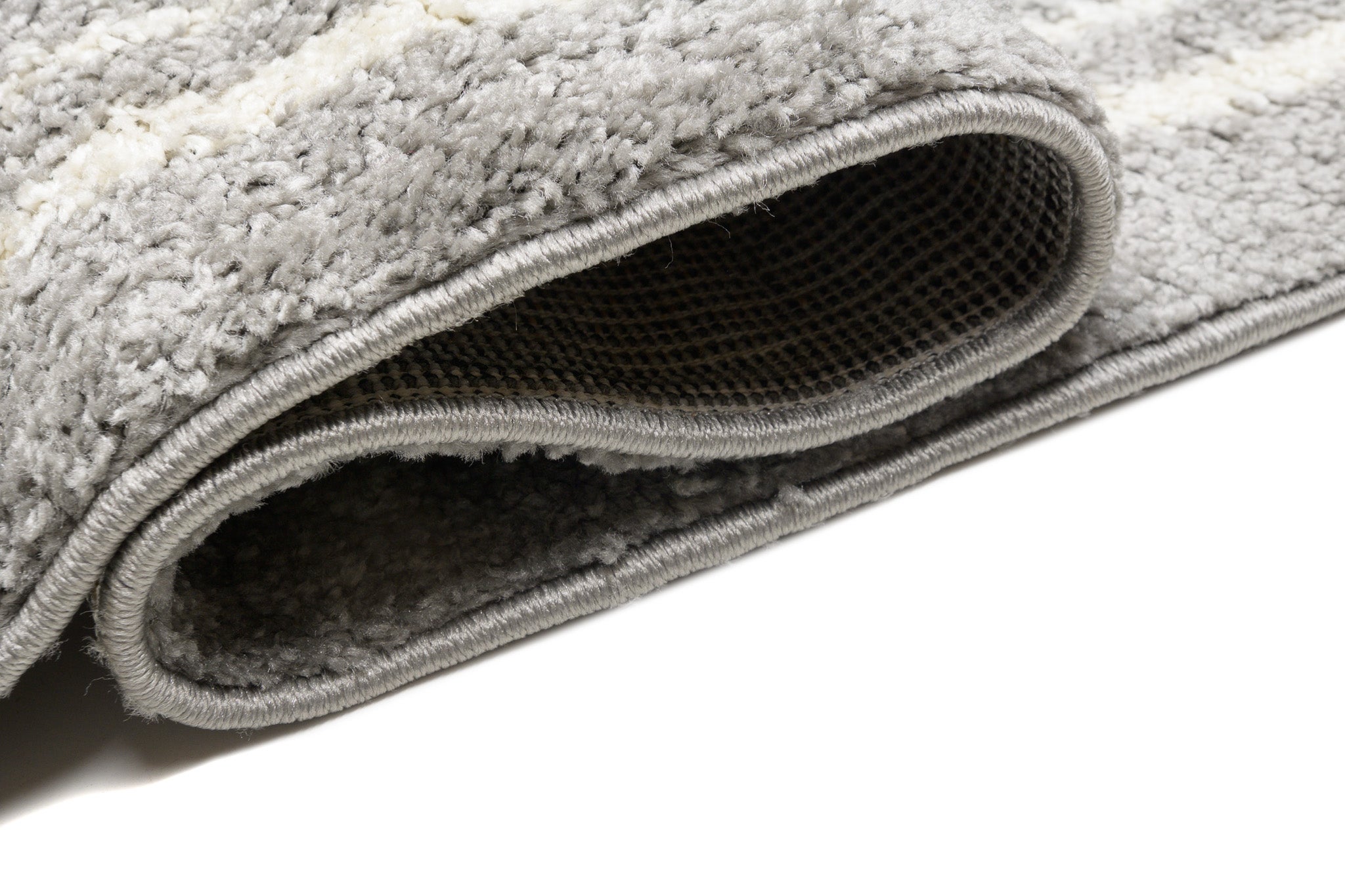 TAPISO Delhi Tapis de Salon Chambre Gris Crème Losanges Rayures Moelleux Shaggy Super Doux Poils Longs Epais 60 x 100 cm - 3