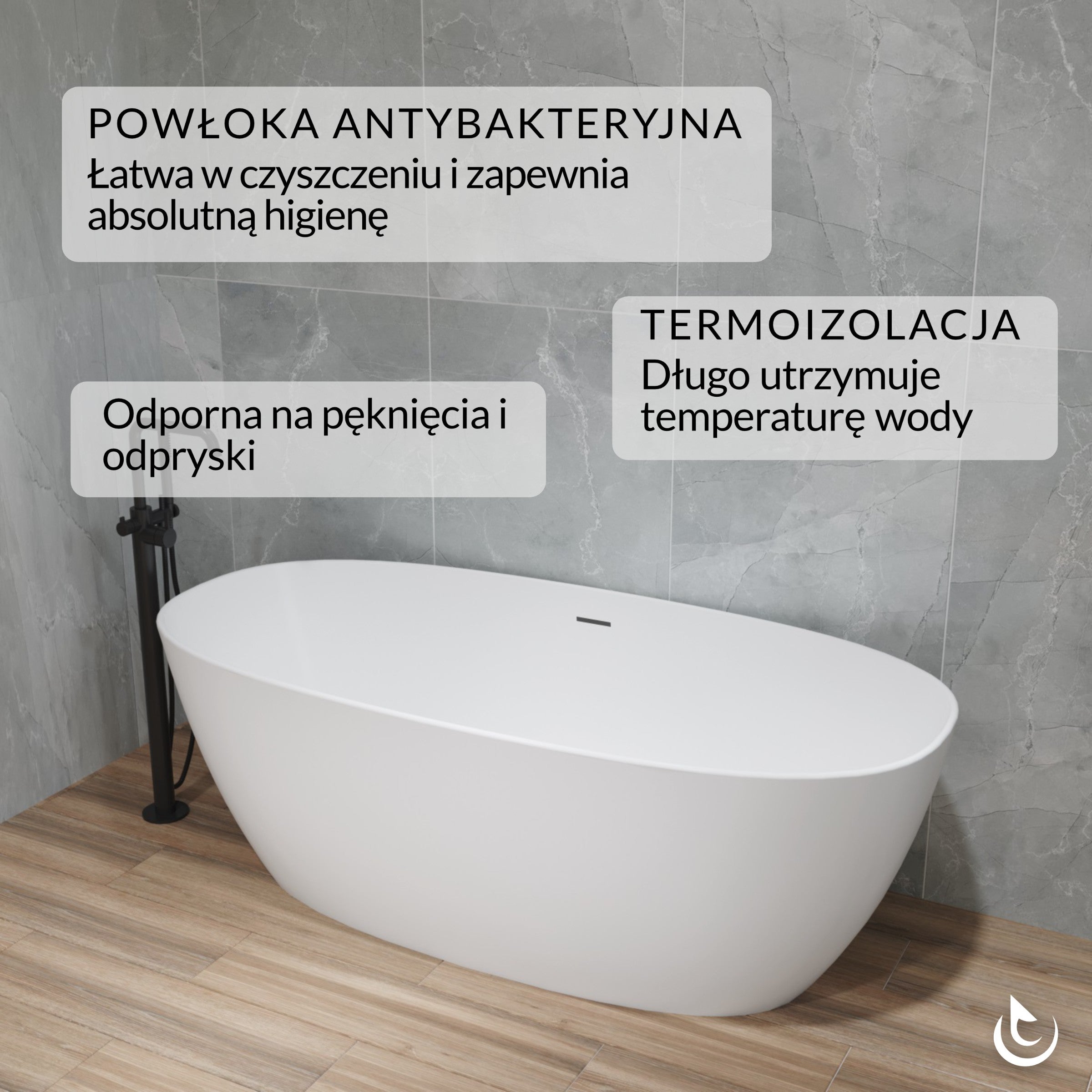 Wanna wolnostojąca akrylowa Helmken Lola 160 x 78 + Nóżki + Syfon / 31683360