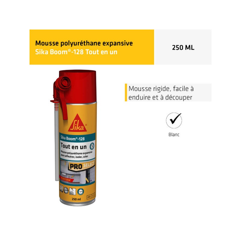 Mousse expansive tout en un manuelle SIKA - SikaBoom 128 - 250ml - 3