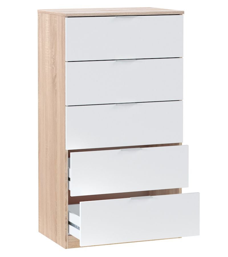 Cassettiera 5 cassetti Faggio Bianco Artik e Rovere Canadese 110 A X 60 AN X 40 P - 2