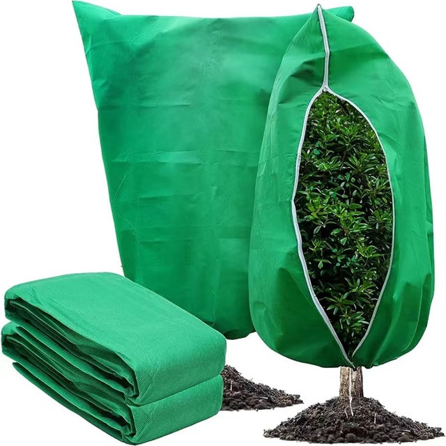 Couverture antigel pour plantes d'hiver, sac de protection des plantes, vert, 120x180CM, style fermeture éclair à cordon de serrage