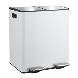 Pattumiera basculante L 40 in acciaio inox con coperchio piano con apertura a pressione