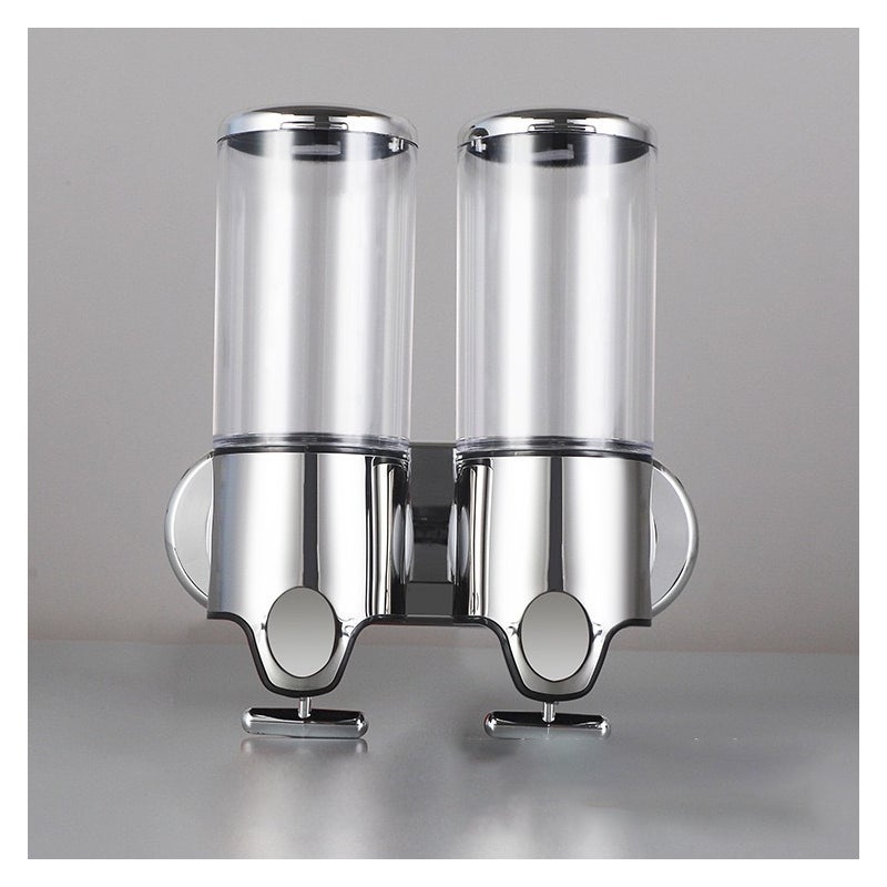 Przezroczysty dozownik do mydła montowany na ścianie (2 x 500 ml), podwójny dozownik do mydła w płynie, żelu pod prysznic i szamponu, do kuchni i łaz