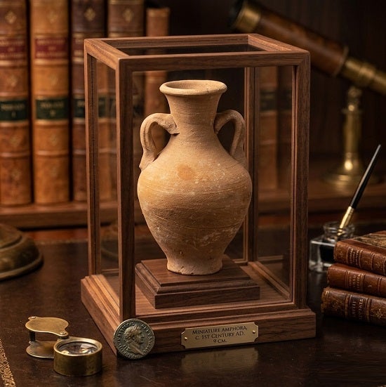 Anfora artigianale di terracotta Al. 9 cm Colore naturale - 2