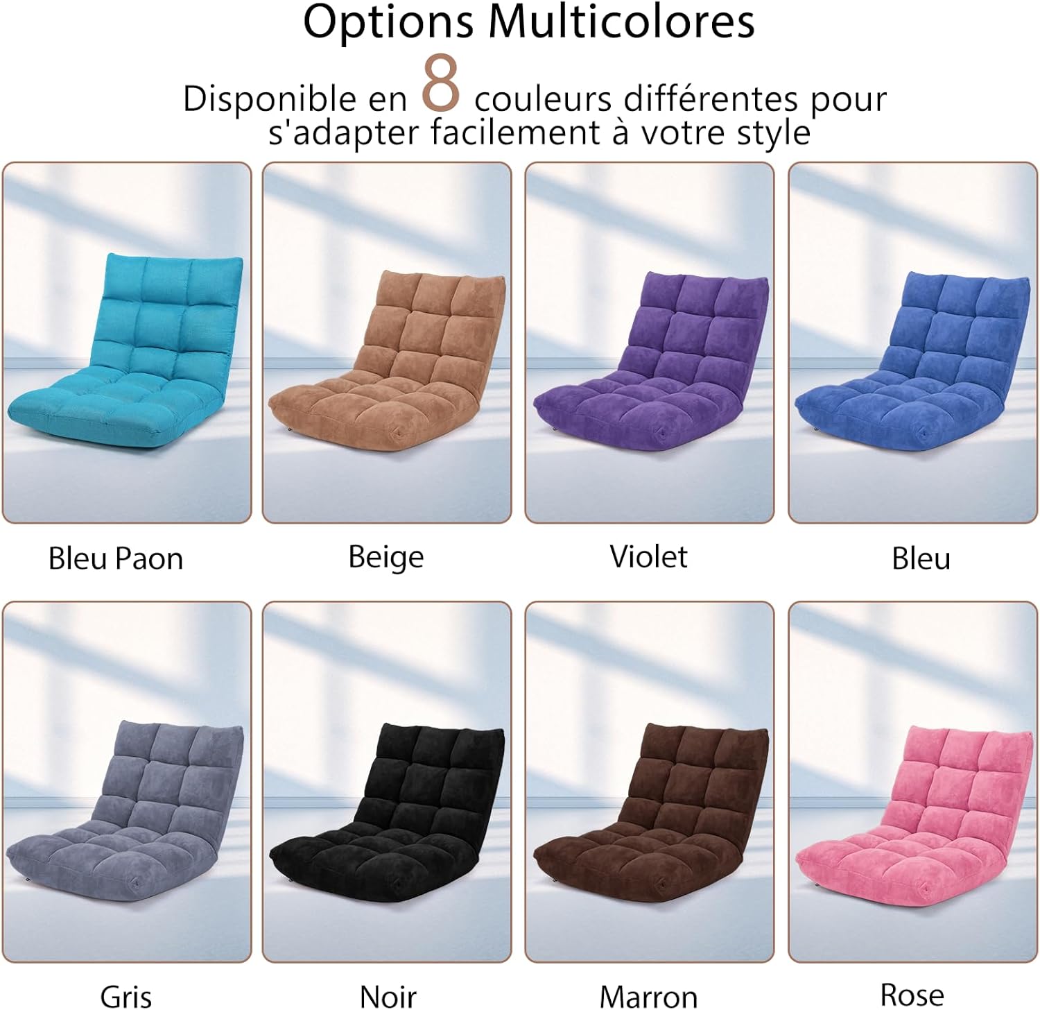 Canapé Paresseux Tatami Pliable Chaise de Plancher Coussin de Chaise de Lit Siège de Sol pour Maison, Bureau 105 x 56 x 15 CM (Jaune) - 6