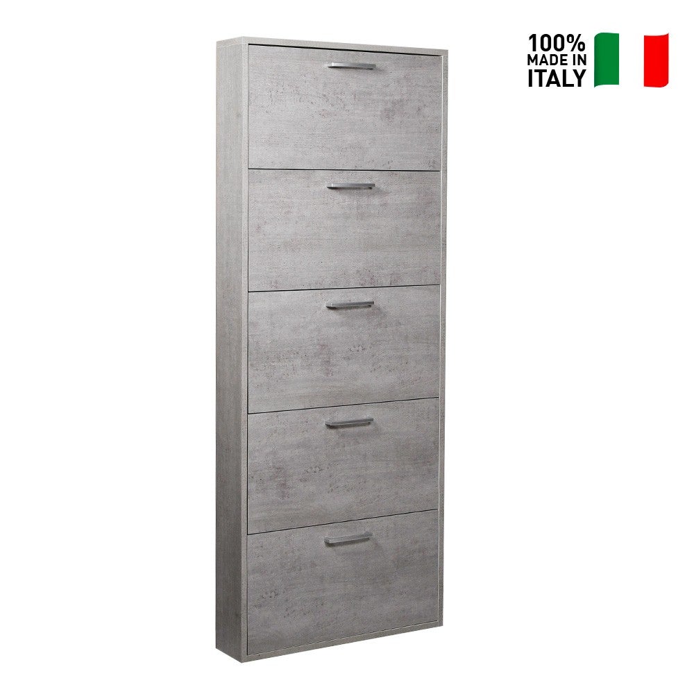 Étagère à chaussures haute entrée 5 portes 15 paires de chaussures gris KimShoe 5SG - 2