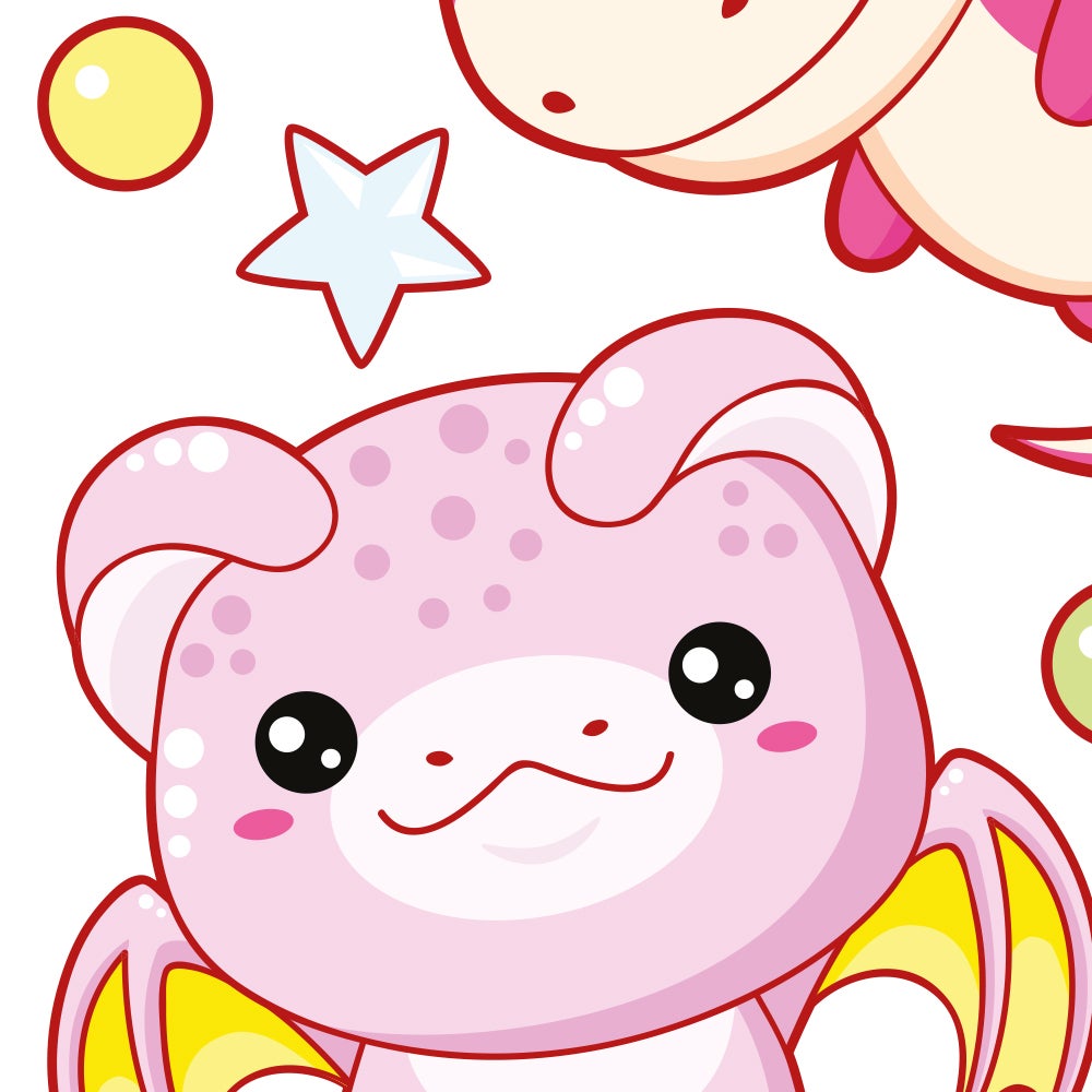 Sticker adesivi murali, Draghi per bambini e bambini multicolori a stella su uno sfondo bianco, 68 cm x 24 cm - 3