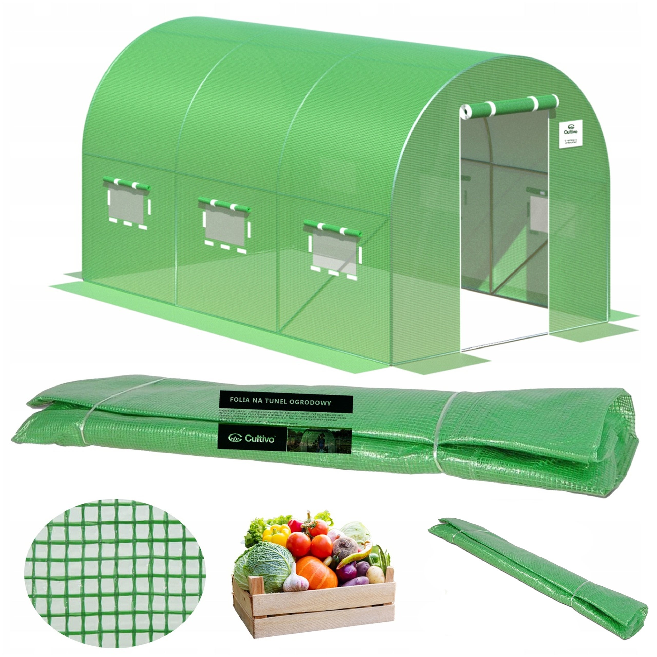 Folia Cultivo Zamienna Na Tunel Ogrodowy Szklarnia 2x4x2 Zielony Uv4 Mocna 1 szt