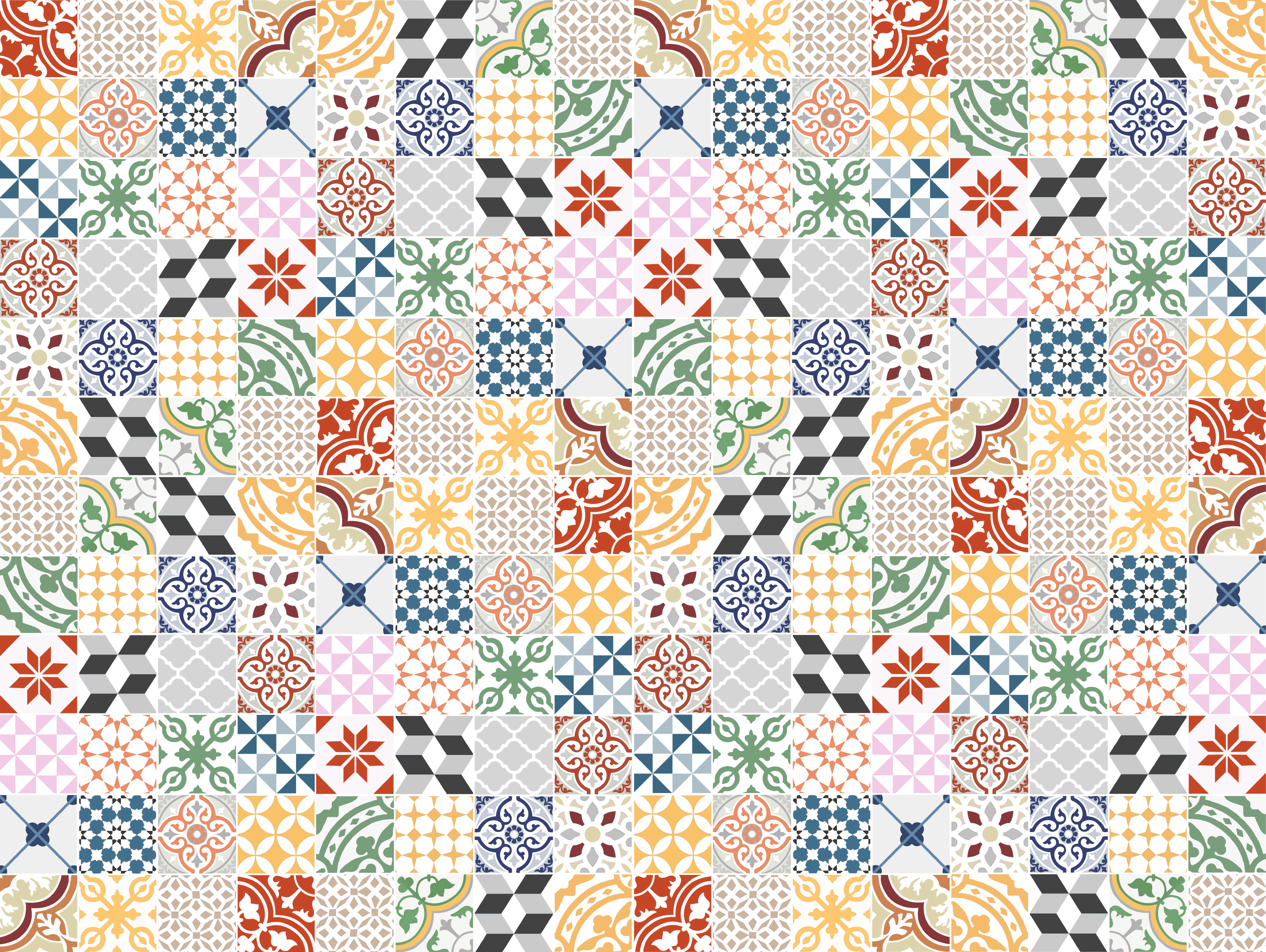 Dywan winylowy, kolorowa patio 200x266 cm - PVC antypoślizgowa, winylowa do kuchni lub salonu, zmywalna, wodoodporna, wielokolorowa