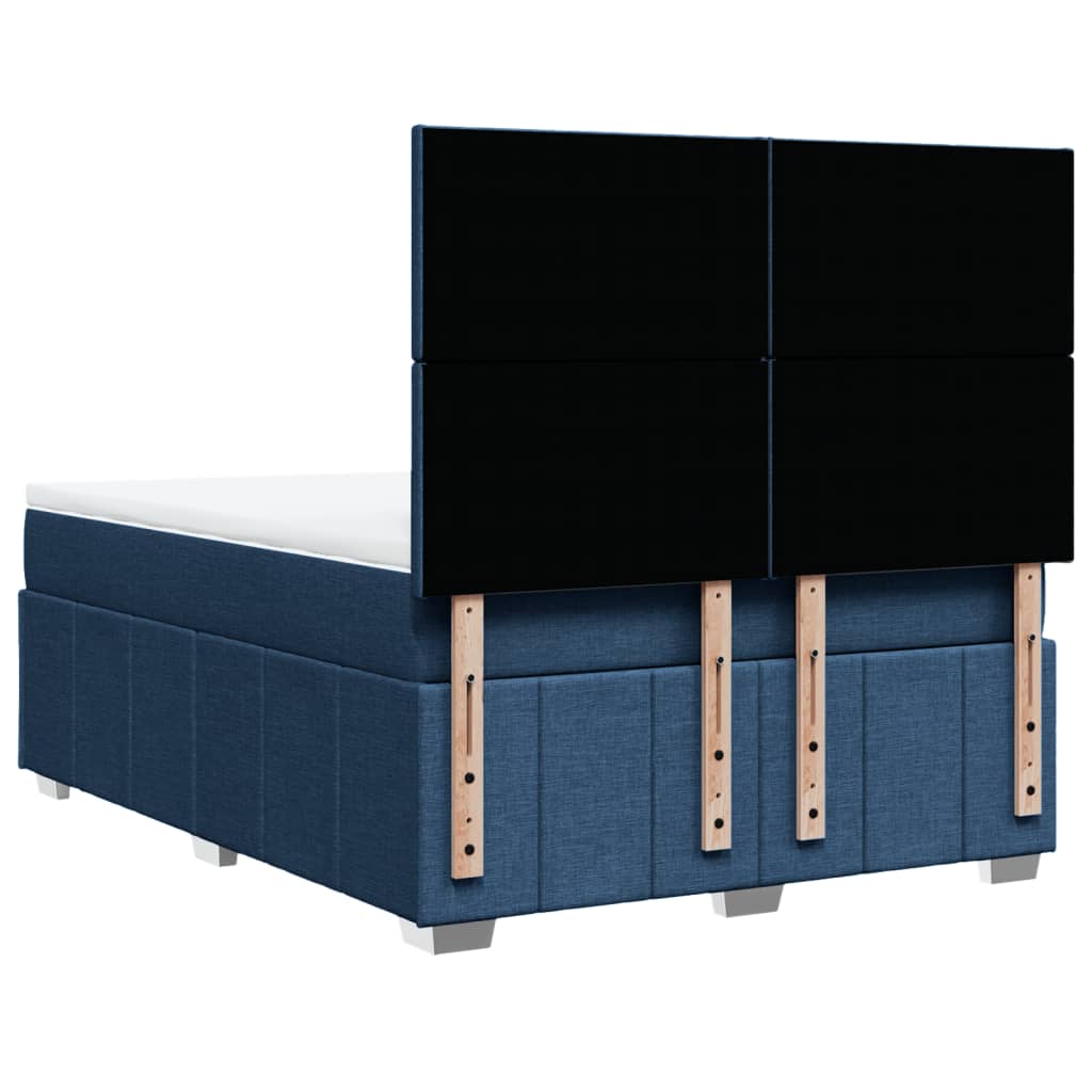 Sommier à lattes de lit avec matelas Bleu 160x200 cm Tissu — COMFORTXL - 6