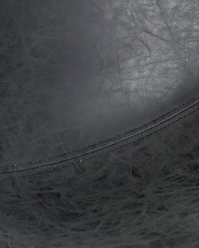 Juego de 2 taburetes de bar industriales, asiento acolchado con respaldo, cuero sintético efecto vintage, giratorio, altura ajustable HELIO (negro) - 4