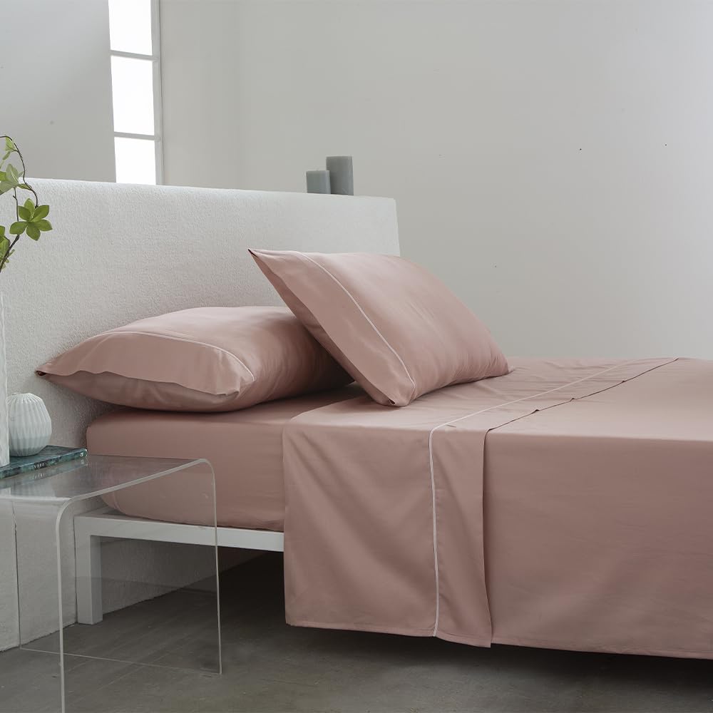 Cotton artean - funda nórdica nude 100% satén algodón 300 hilos salmon cama 105