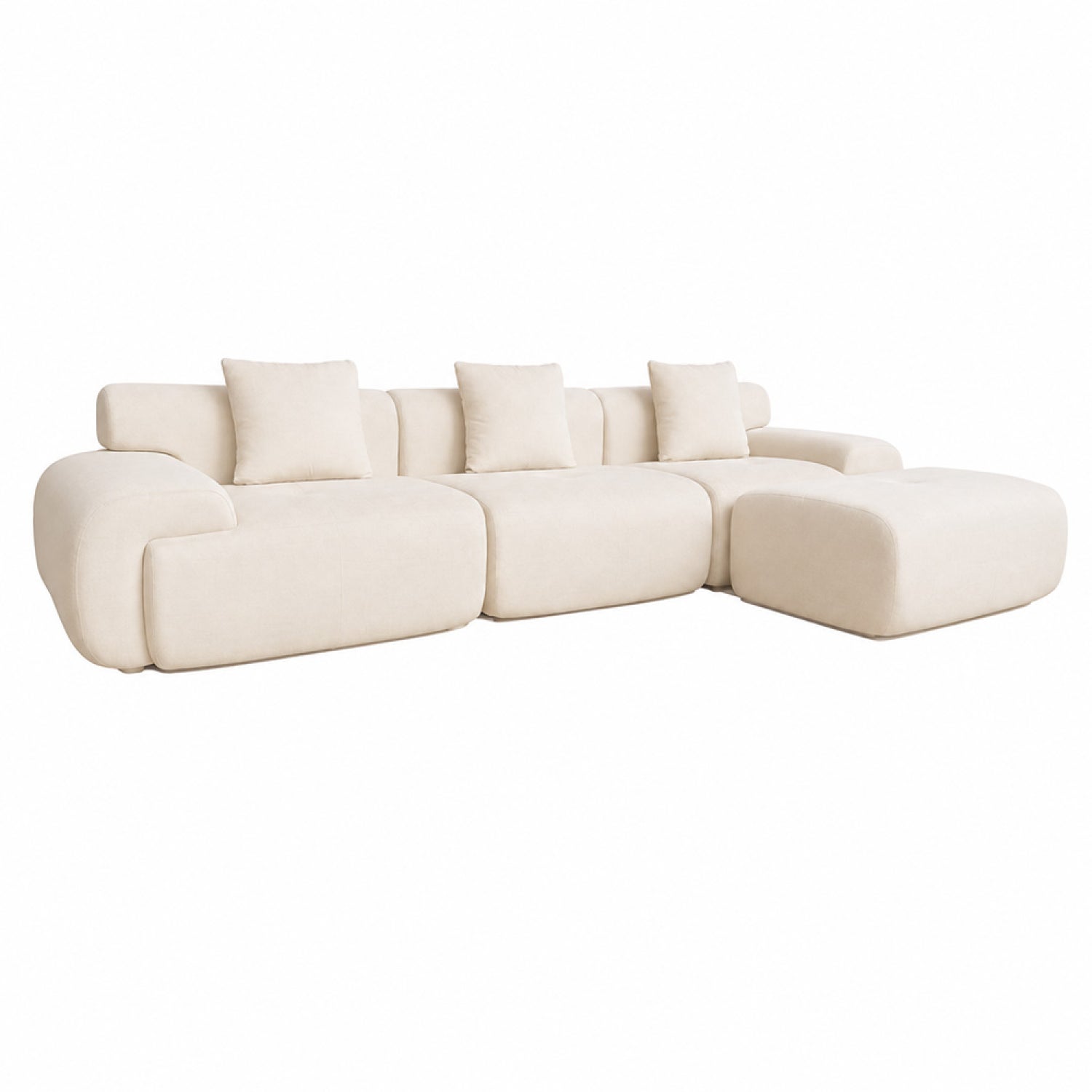 Canapé nuage compressé modulable en tissu chenille beige 4-5 places SHEFFIELD - 2