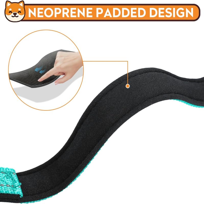 2 peças refletivo coleira para cão, ajustável macio acolchoamento de neoprene coleiras de nylon para animais com fivela para filhote e cães - 4