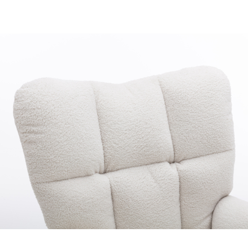 Rocking chair, fauteuil à bascule en peluche teddy, siège capitonné, charge jusqu'à 110 kg, pour salon, chambre à coucher, blanc - 6
